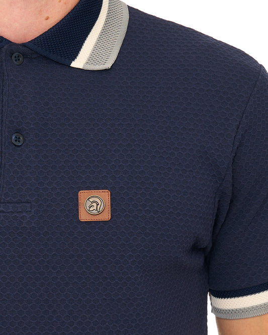 Trojan Trojan Textured Jacquard Collar Polo Navy