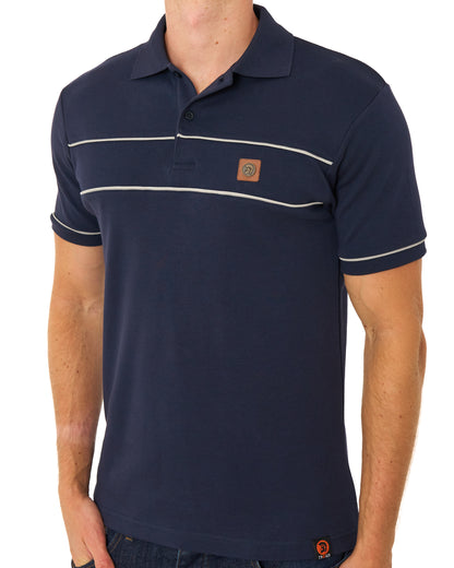 Trojan Twin Piped Polo Shirt Navy