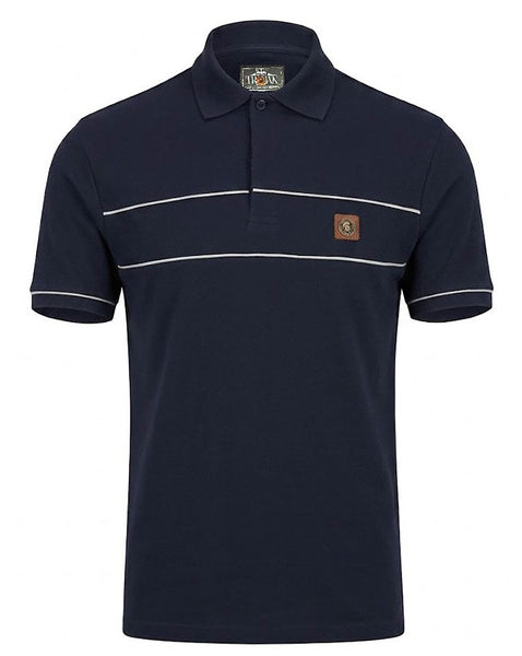 Trojan Twin Piped Polo Shirt Navy