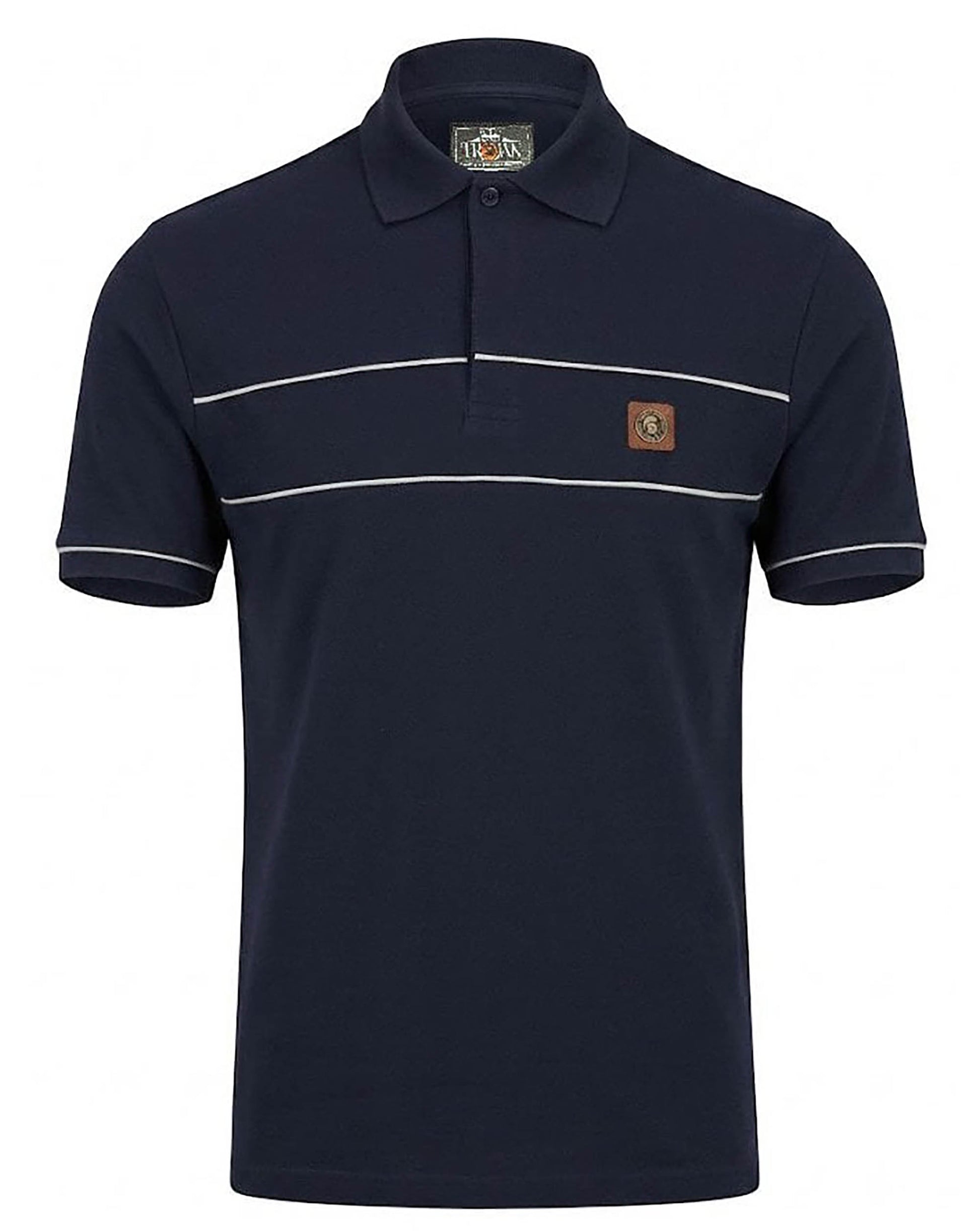 Trojan Twin Piped Polo Shirt Navy