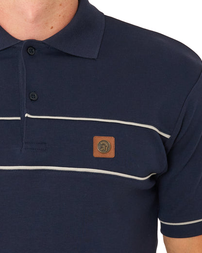 Trojan Twin Piped Polo Shirt Navy