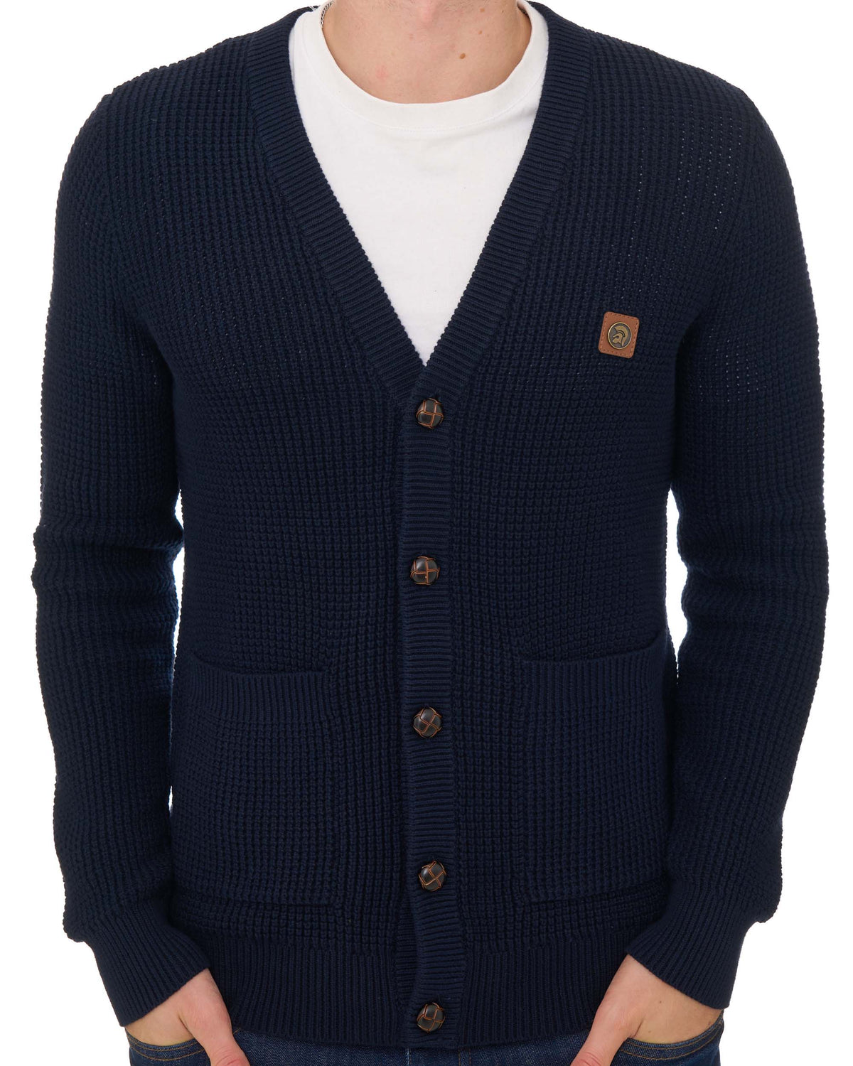 Trojan Waffel-Cardigan Marineblau
