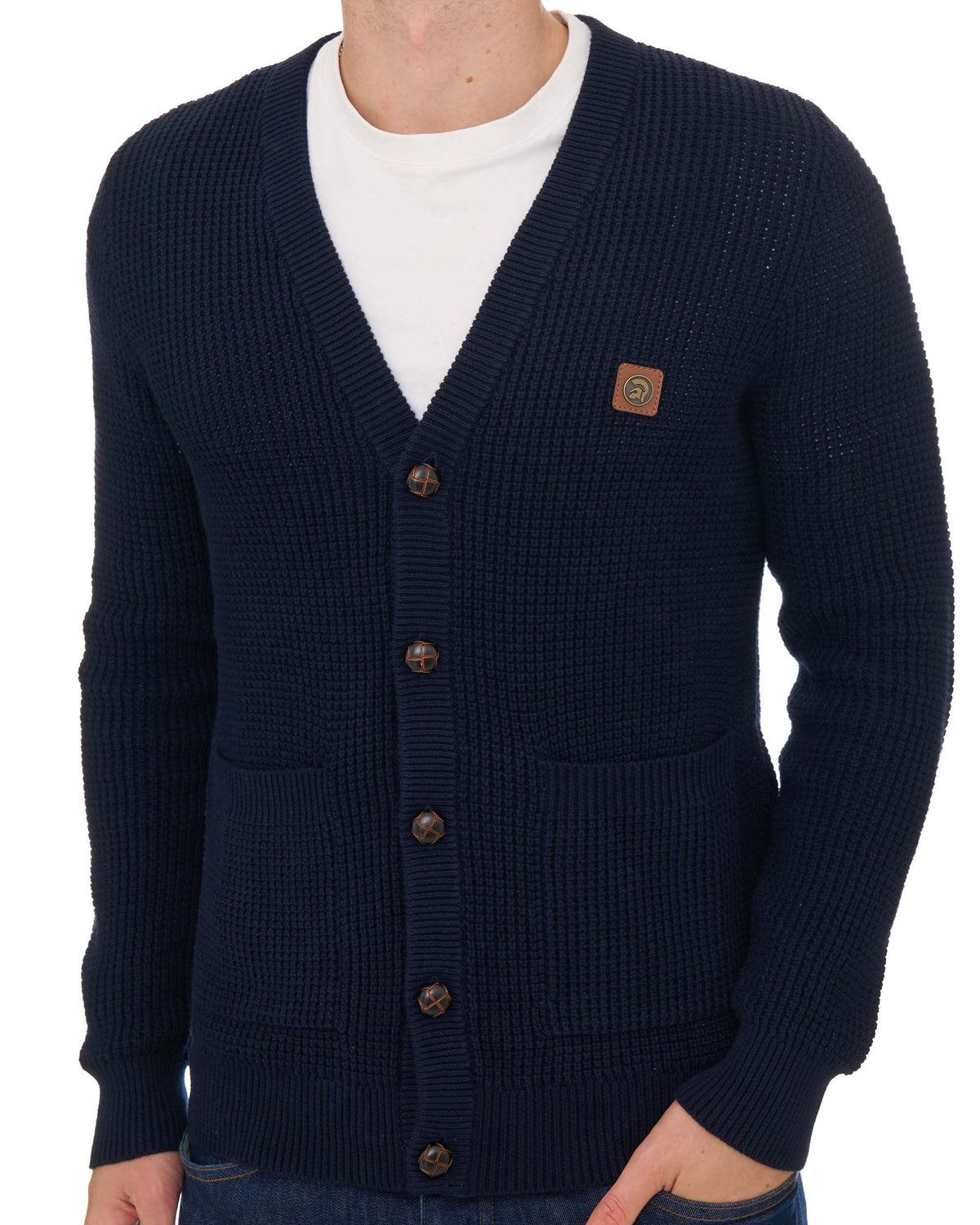 Trojan Waffel-Cardigan Marineblau
