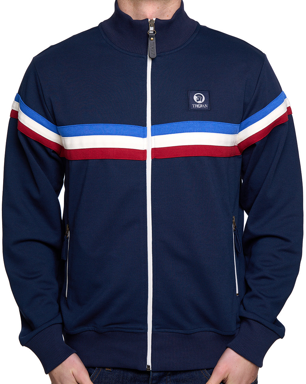 Trojan Retro Stripe Trainingsjacke Marineblau