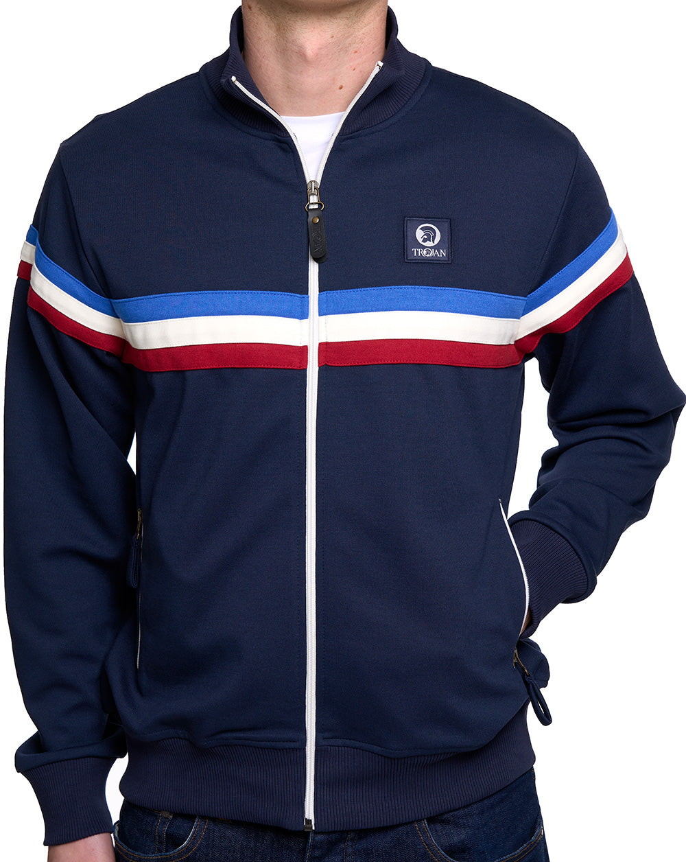 Trojan Retro Stripe Trainingsjacke Marineblau