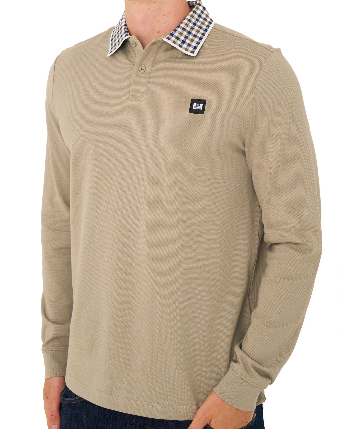 Weekend Offender Lindley LS Polo Shirt Deep Stone