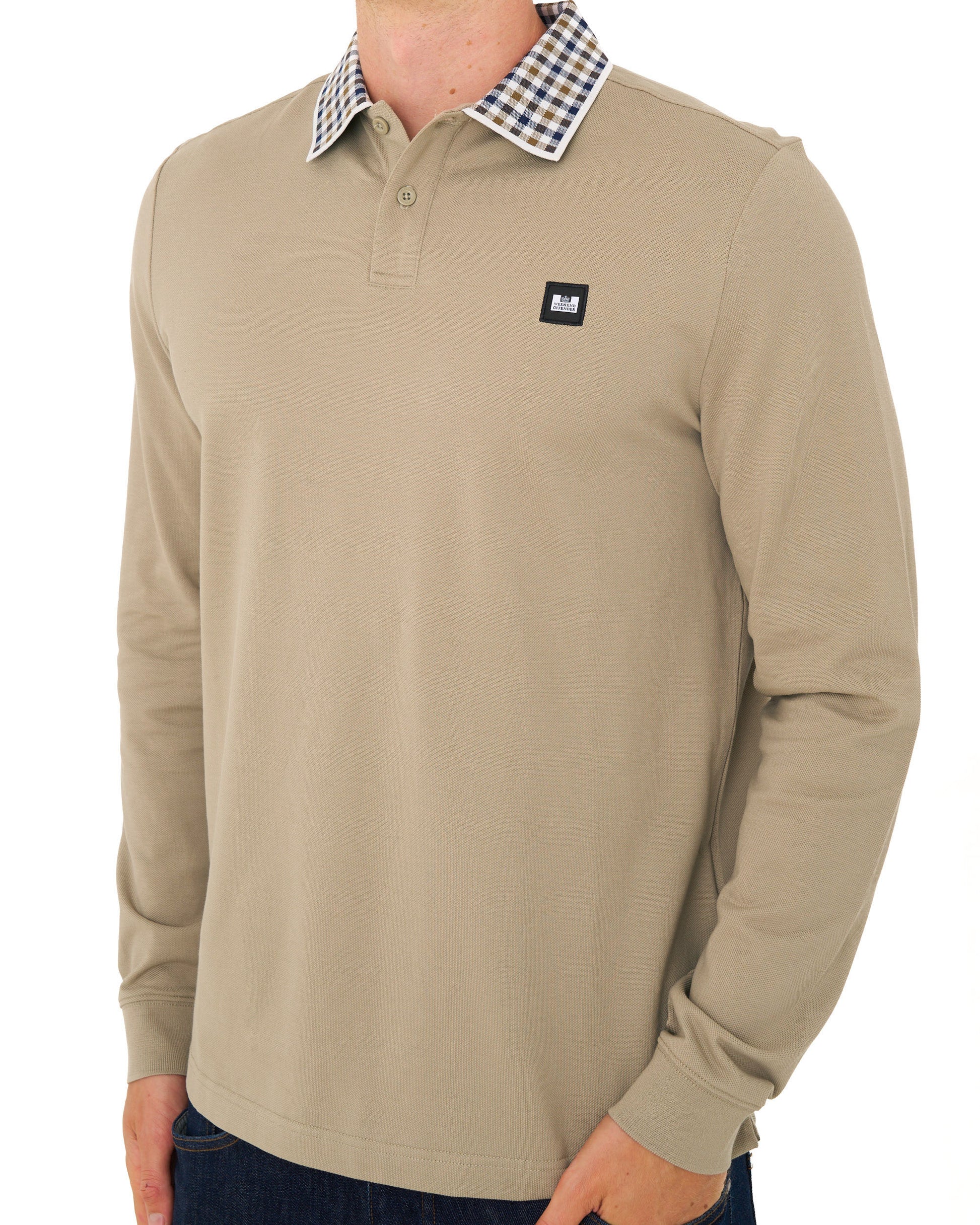 Weekend Offender Lindley LS Polo Shirt Deep Stone