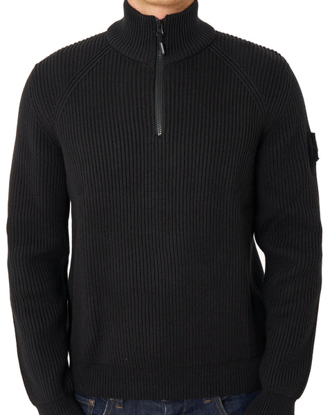 Weekend Offender Snetterton 1/4 Zip Knitted Jumper Black