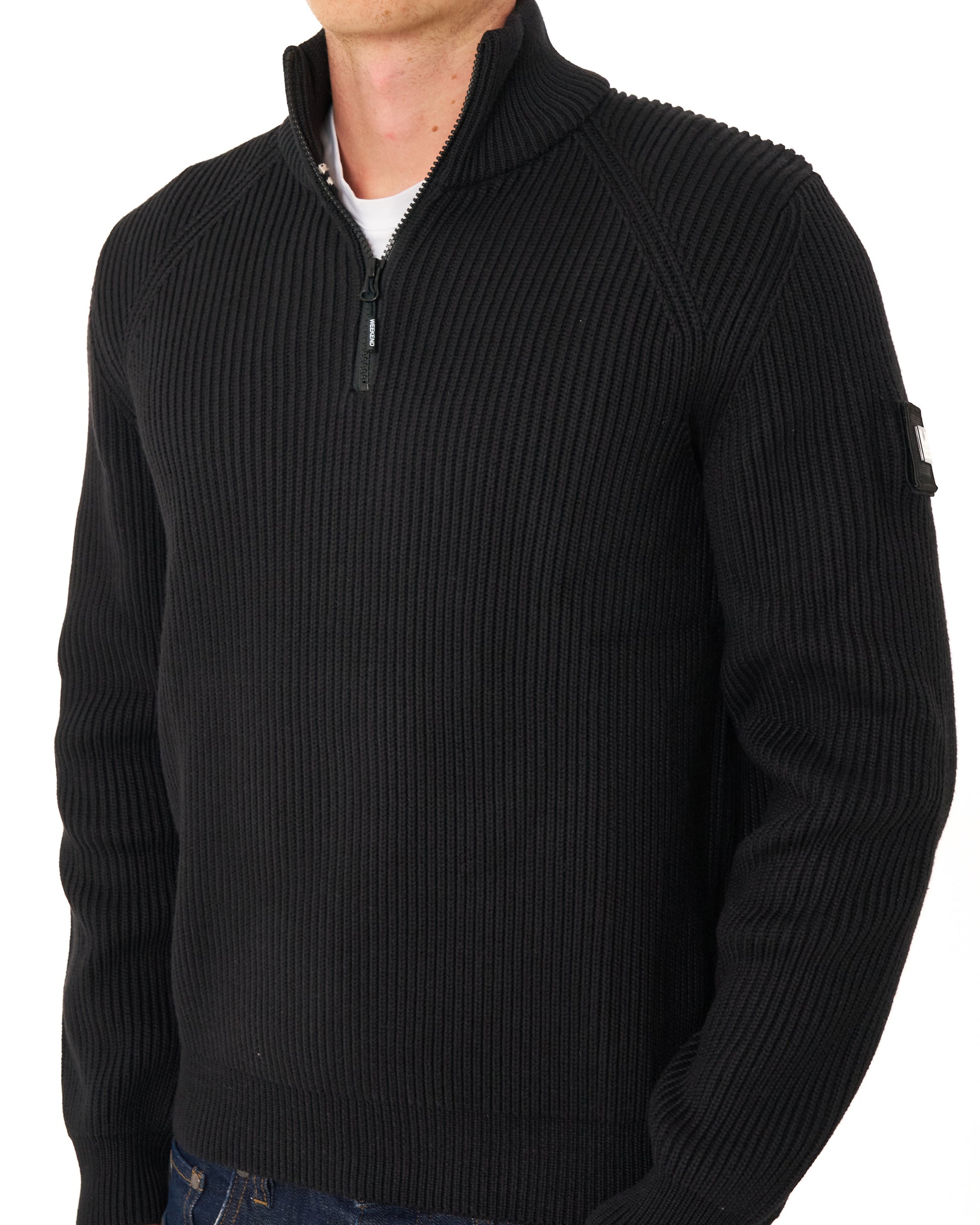 Weekend Offender Snetterton 1/4 Zip Knitted Jumper Black