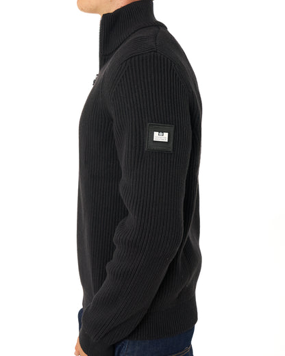 Weekend Offender Snetterton 1/4 Zip Knitted Jumper Black
