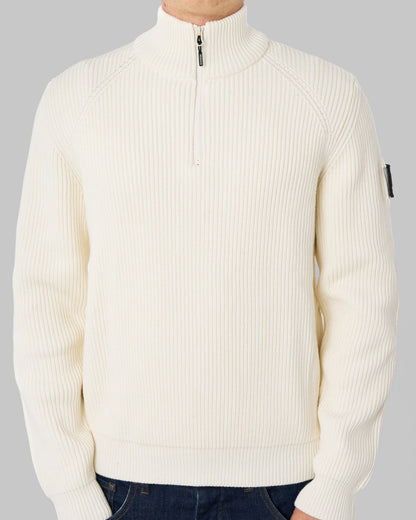 Weekend Offender Snetterton 1/4 Zip Knitted Jumper Ivory