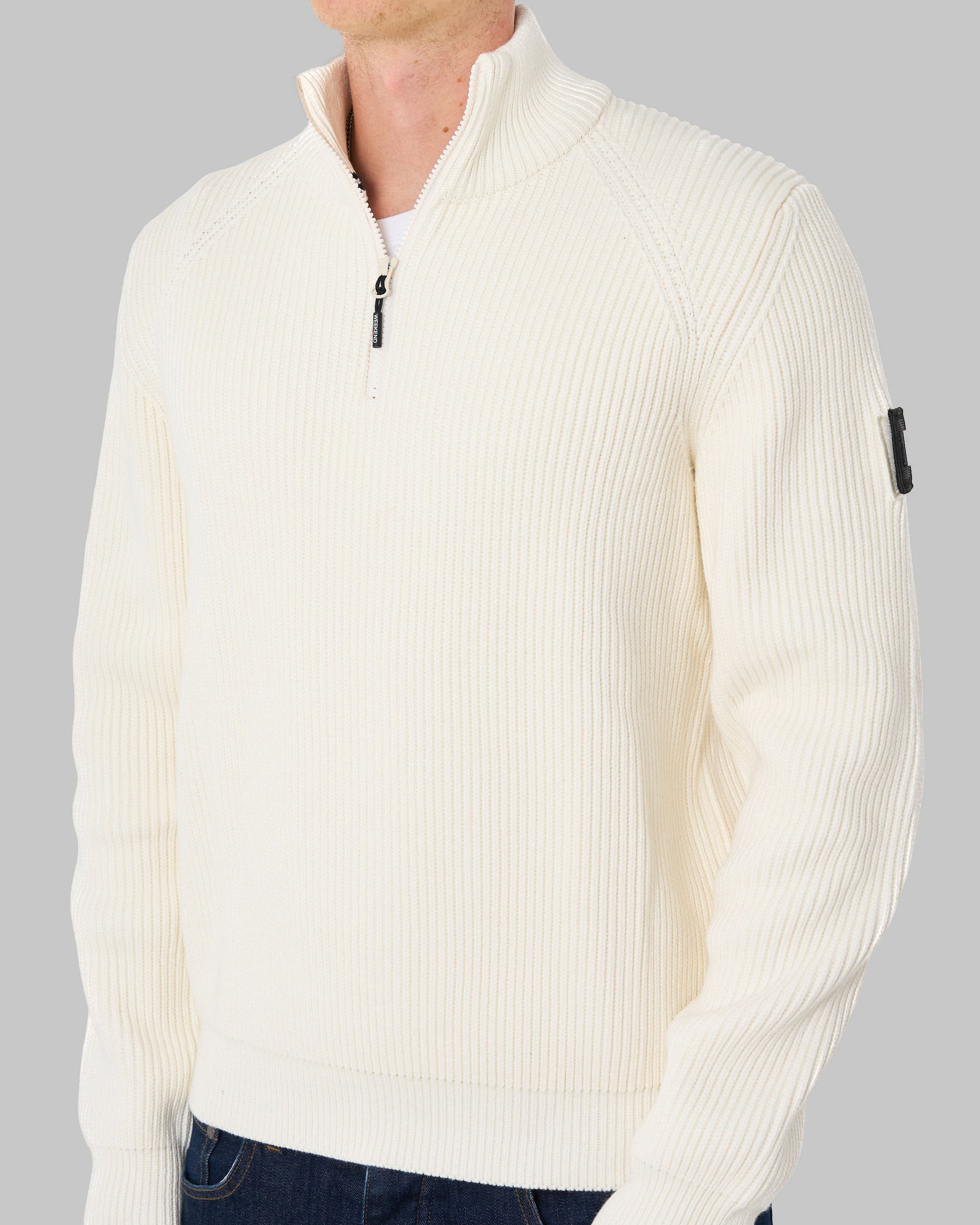 Weekend Offender Snetterton 1/4 Zip Knitted Jumper Ivory