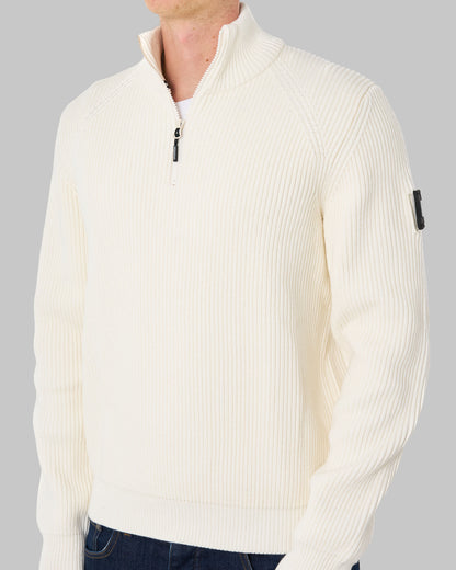 Weekend Offender Snetterton 1/4 Zip Knitted Jumper Ivory