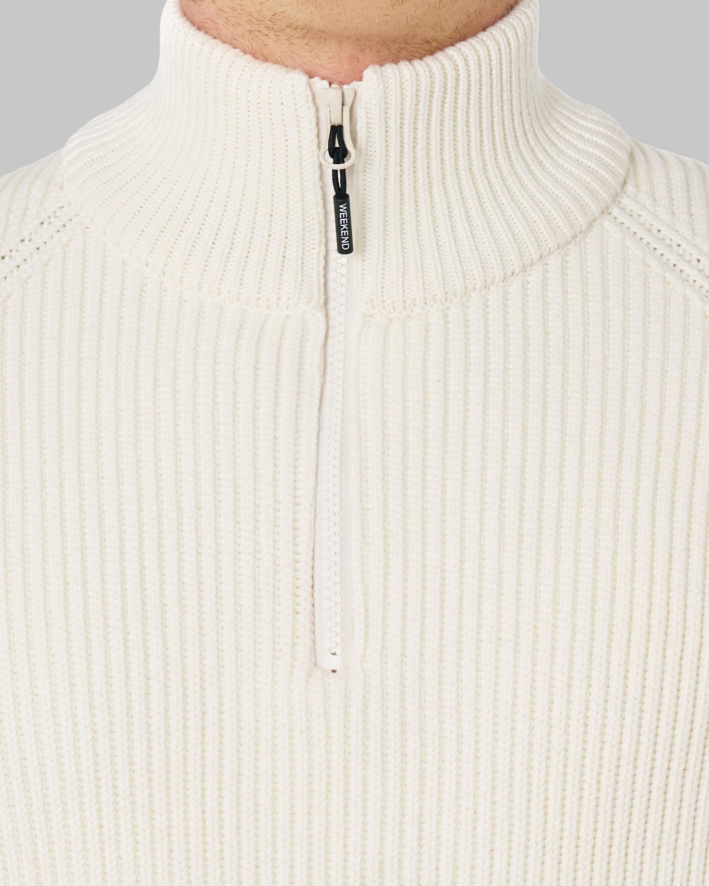 Weekend Offender Snetterton 1/4 Zip Knitted Jumper Ivory