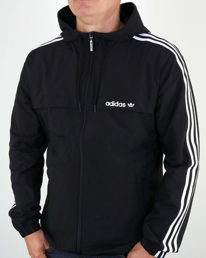 Adidas Originals – Windjacke mit 3 Streifen in Schwarz