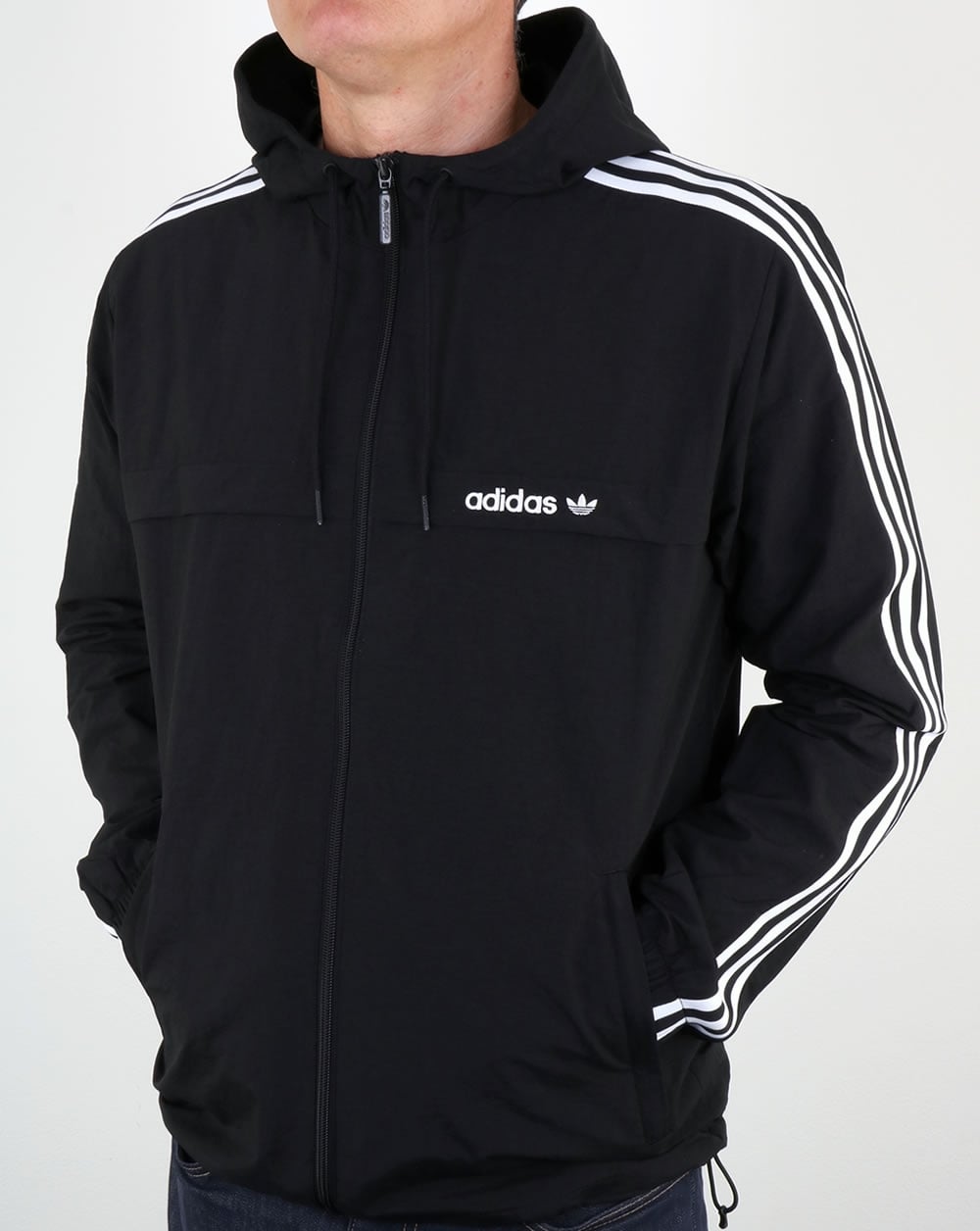Adidas Originals 3 Striped Windbreaker Black