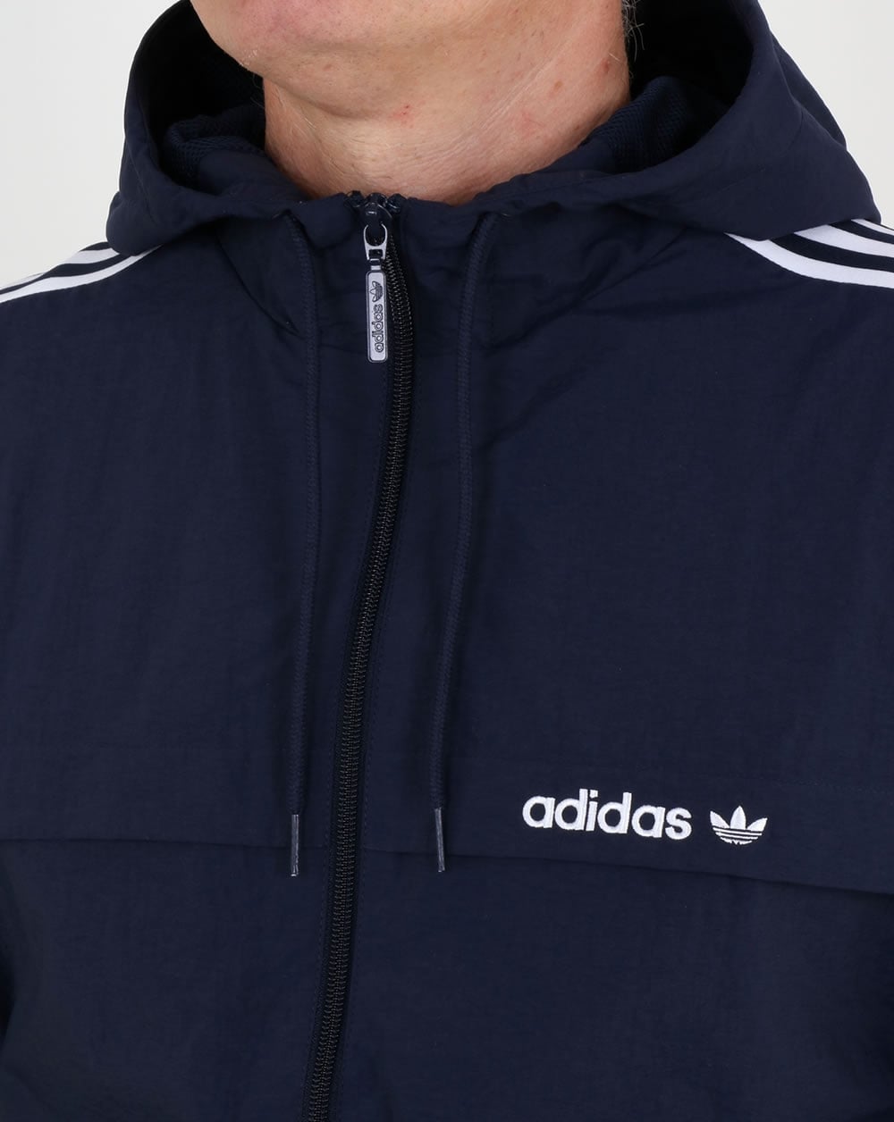 Adidas Originals – Windjacke mit 3 Streifen in Legend Ink