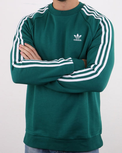 Adidas Originals 3-Streifen-Rundhalspullover Grün