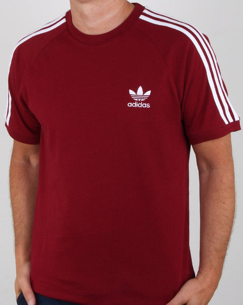 Adidas Originals 3 Stripes T Shirt Collegiate Burgundy