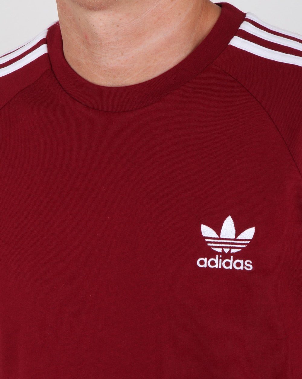 Adidas Originals 3 Stripes T Shirt Collegiate Burgundy
