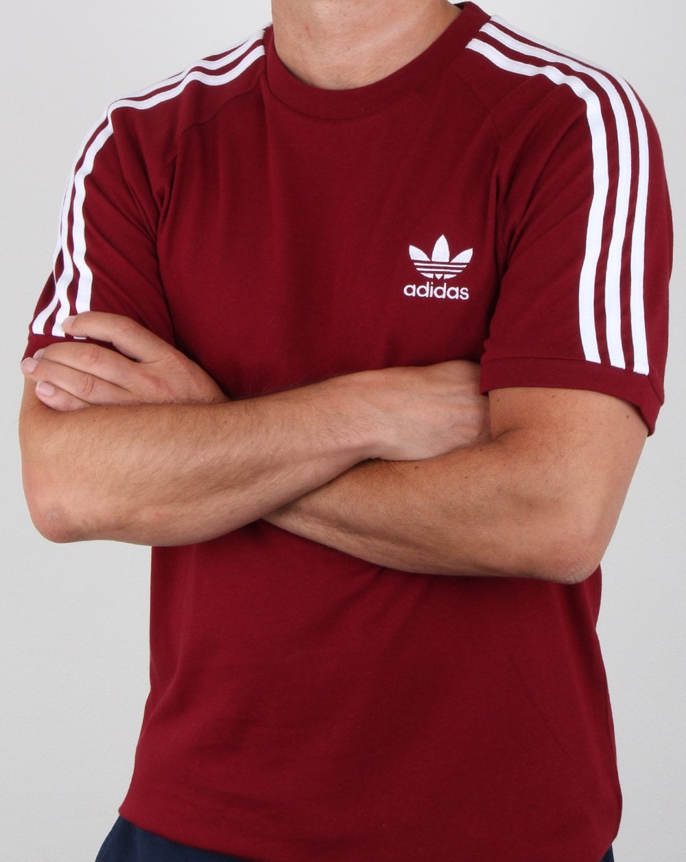 Adidas Originals 3 Stripes T Shirt Collegiate Burgundy