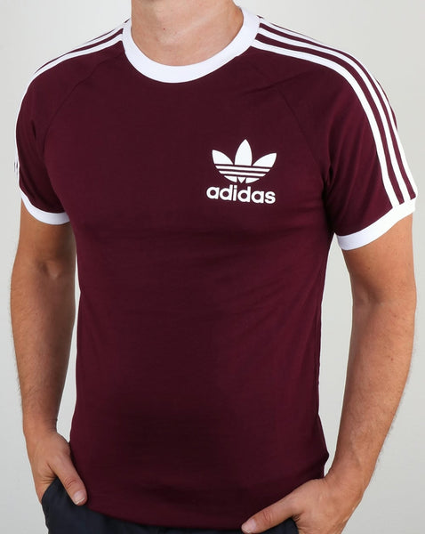 Adidas Originals 3 Stripes T Shirt Maroon