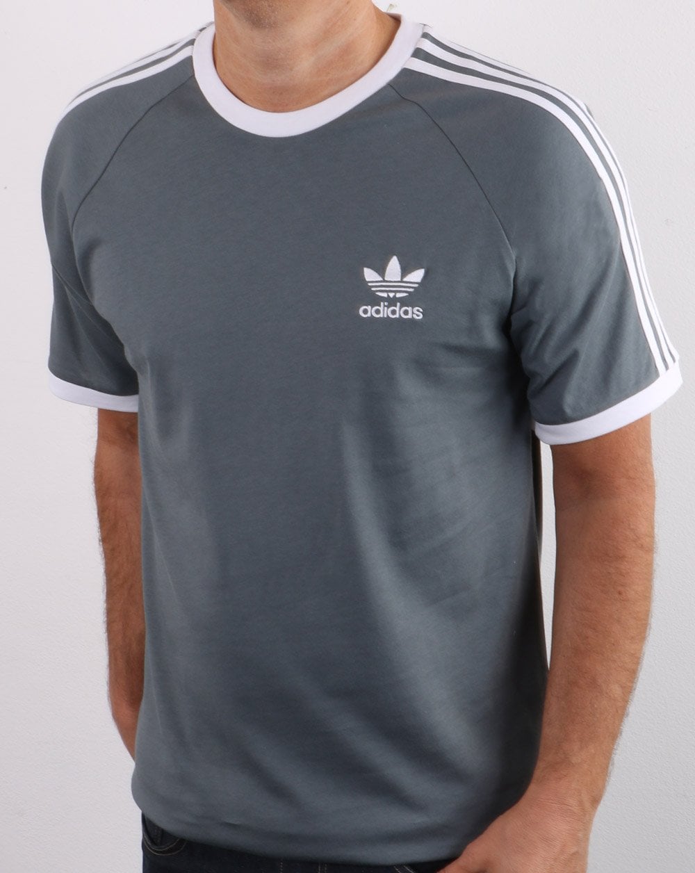 Adidas Originals 3-Streifen-T-Shirt Schiefergrau