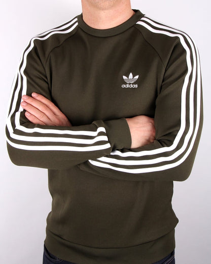 Adidas Originals – Sweatshirt mit Rundhalsausschnitt in Khaki/Weiß