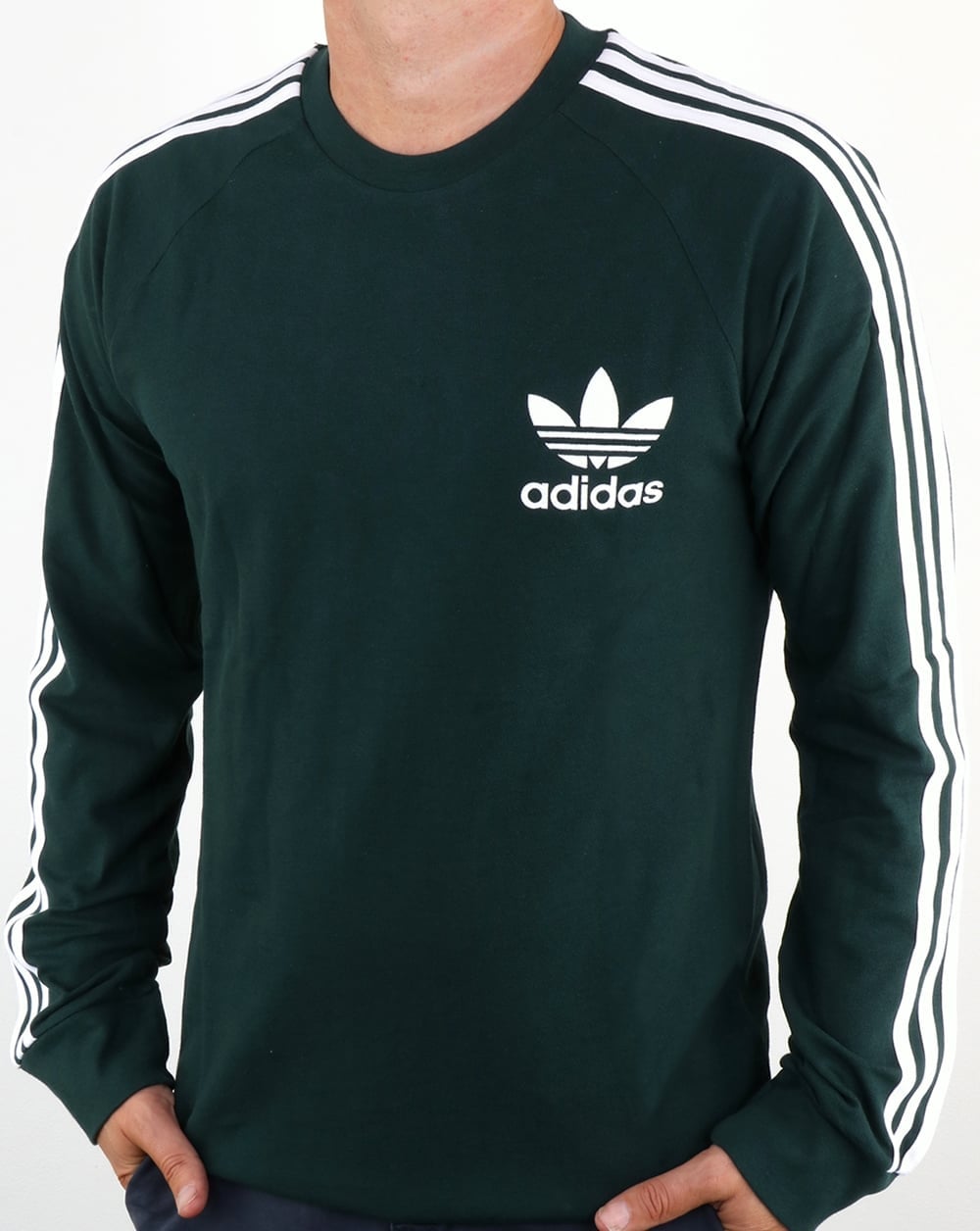 Adidas Originals – Langärmliges Piqué-T-Shirt in Nachtgrün
