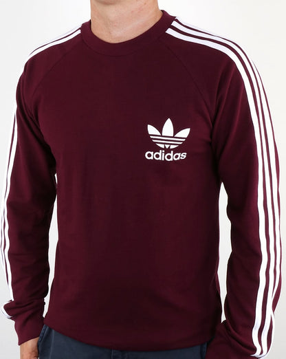Adidas Originals – Langärmliges Piqué-T-Shirt in Kastanienbraun