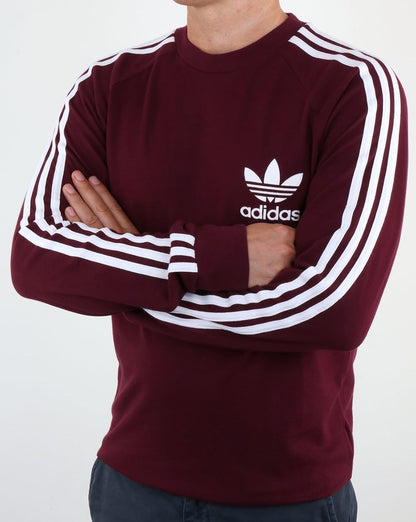Adidas Originals – Langärmliges Piqué-T-Shirt in Kastanienbraun