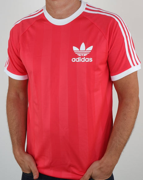 Adidas Originals Old Skool 3 Stripes T Shirt Deep Pink
