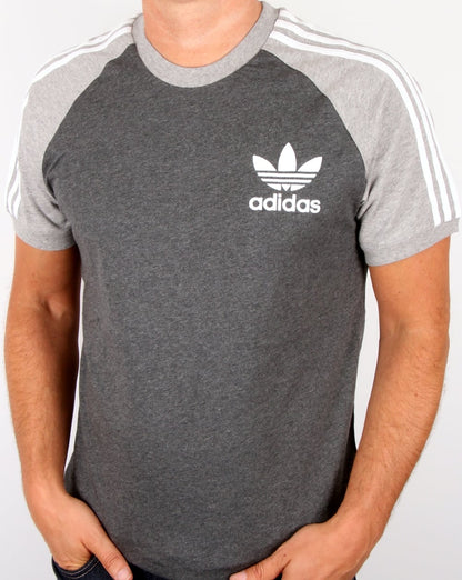 Adidas Originals Retro 3-Streifen T-Shirt Dunkelgrau/Hellgrau