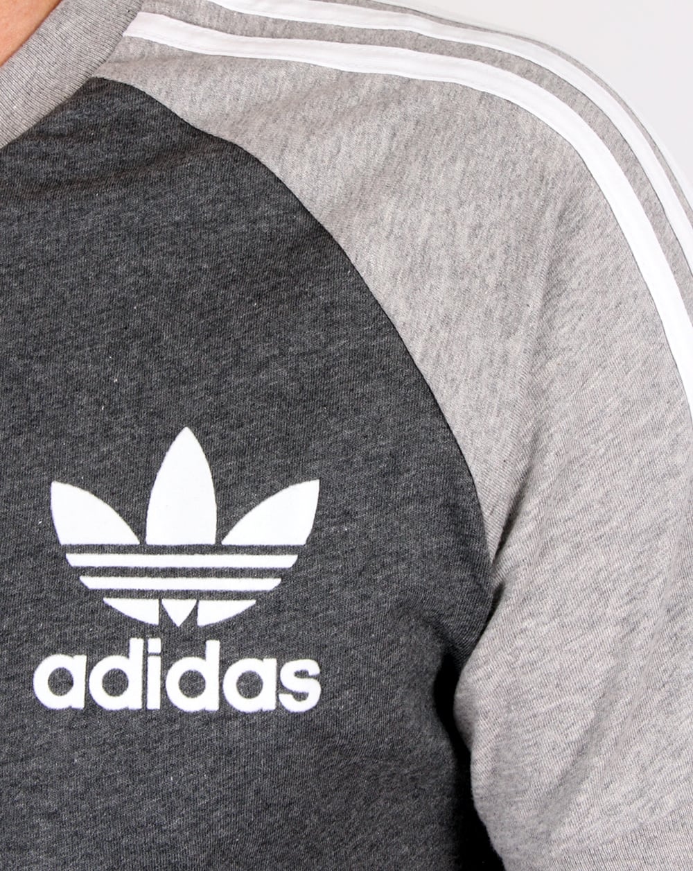 Adidas Originals Retro 3-Streifen T-Shirt Dunkelgrau/Hellgrau