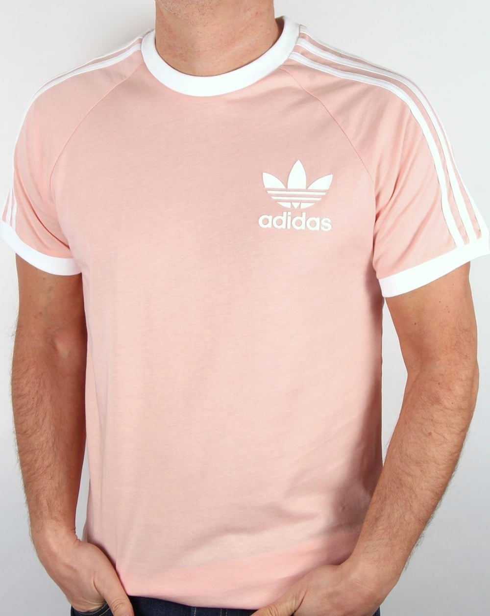 Adidas Originals Retro 3 Stripe T Shirt Light Pink