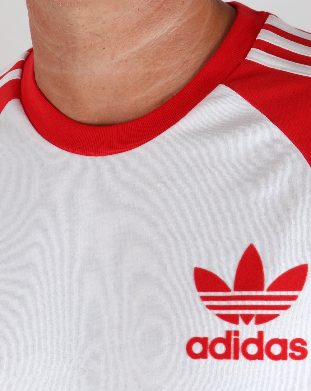 Adidas Originals Retro 3-Streifen T-Shirt Weiß/Rot