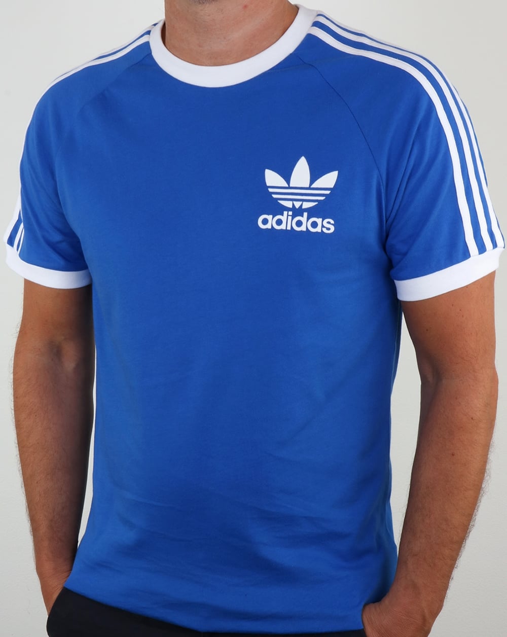 Adidas Originals Retro 3-Streifen T-Shirt Blau Weiß