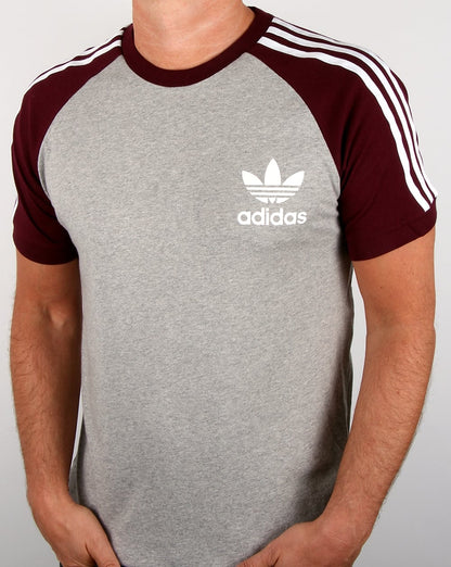 Adidas Originals Retro 3-Streifen T-Shirt Grau/Kastanienbraun