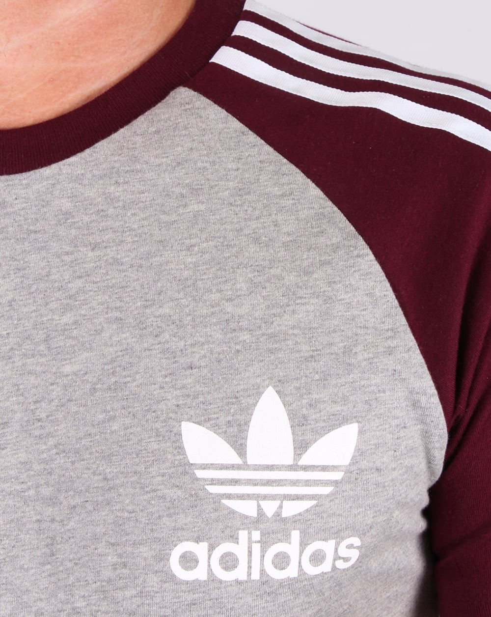 Adidas Originals Retro 3-Streifen T-Shirt Grau/Kastanienbraun