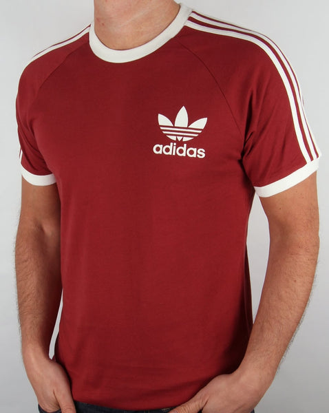 Adidas Originals Retro 3 Stripes T Shirt Mystery Red