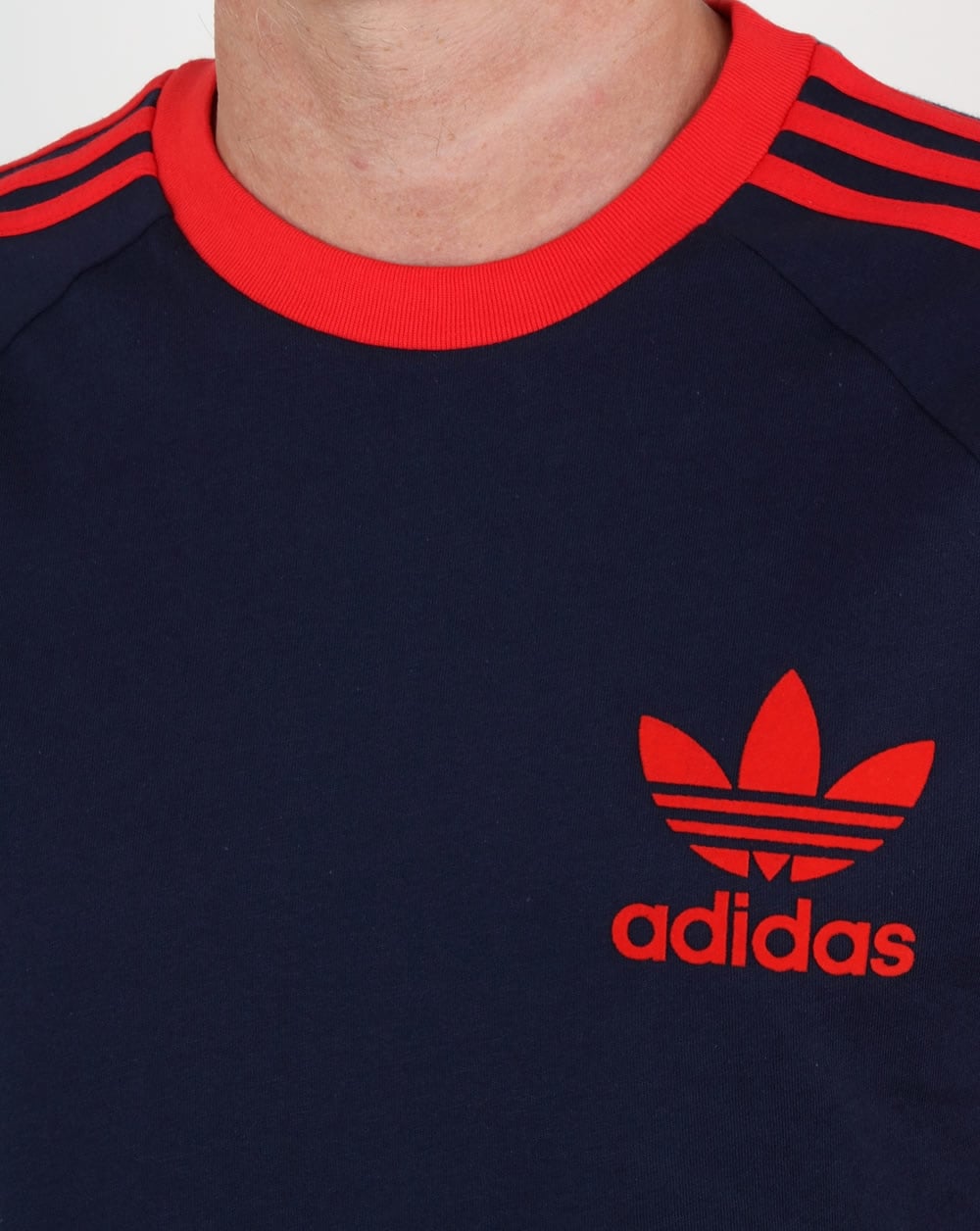 Adidas Originals Retro 3 Stripes T Shirt Navy/Red