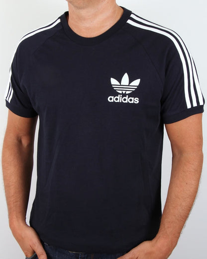 Adidas Originals – Retro-T-Shirt mit 3 Streifen, Marineblau