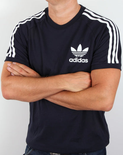 Adidas Originals – Retro-T-Shirt mit 3 Streifen, Marineblau