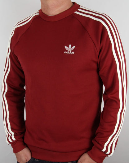 Adidas Originals – Retro-Sweatshirt in Burnt Red