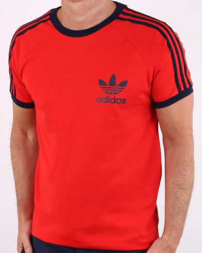Adidas Originals Retro Trefoil 3-Streifen T-Shirt Rot