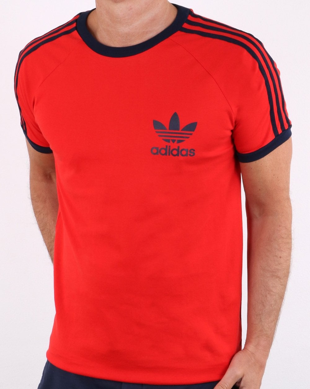 Adidas Originals Retro Trefoil 3-Streifen T-Shirt Rot