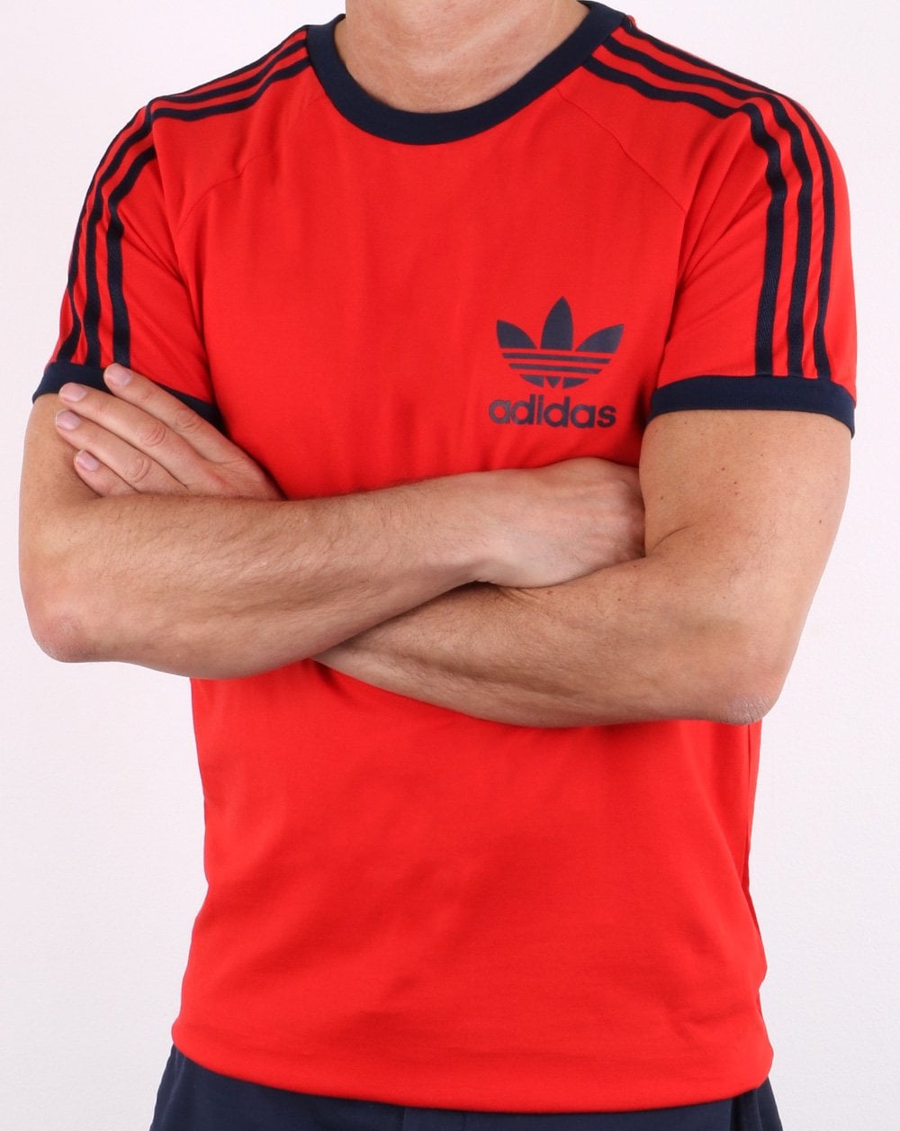 Adidas Originals Retro Trefoil 3-Streifen T-Shirt Rot