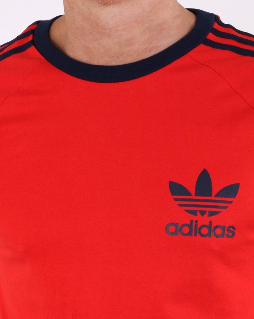 Adidas Originals Retro Trefoil 3-Streifen T-Shirt Rot