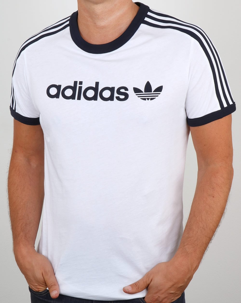Adidas Originals Ringer Linear T-Shirt Weiß/Marineblau
