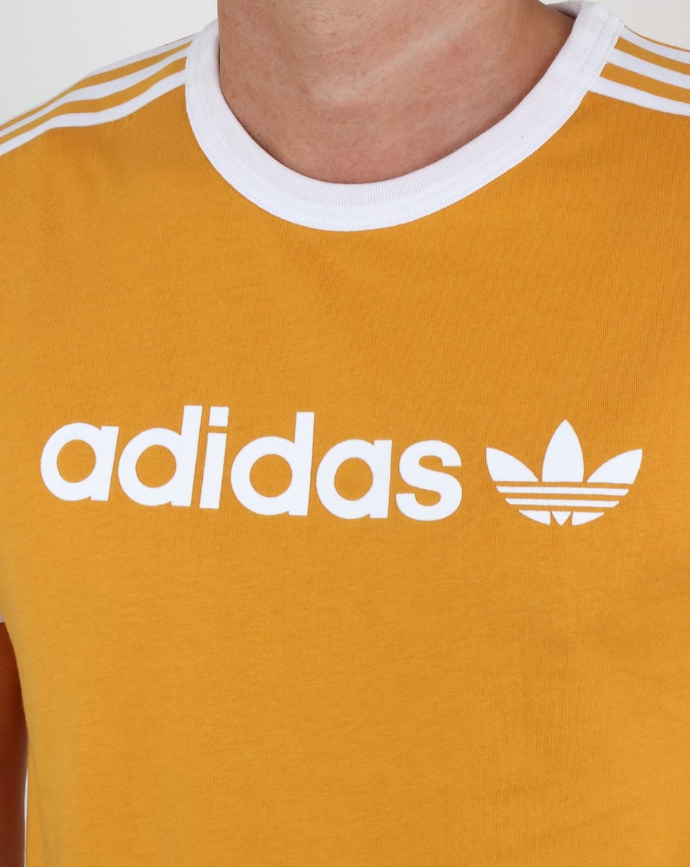Adidas Originals Ringer Linear T Shirt Yellow Gold